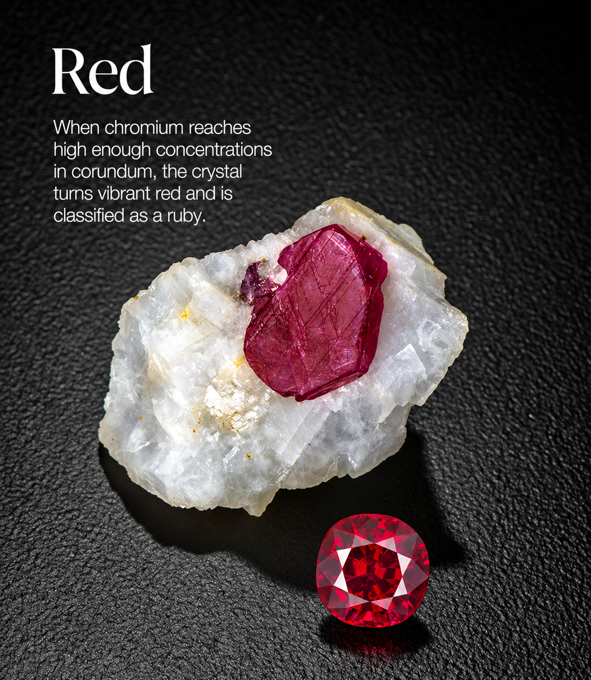 Natural Padparadscha sapphire crystal and faceted pink gemstone
