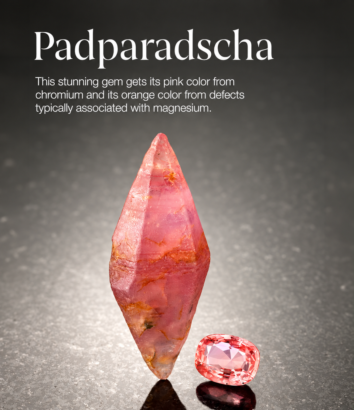 Ruby crystal in white matrix beside a faceted red ruby