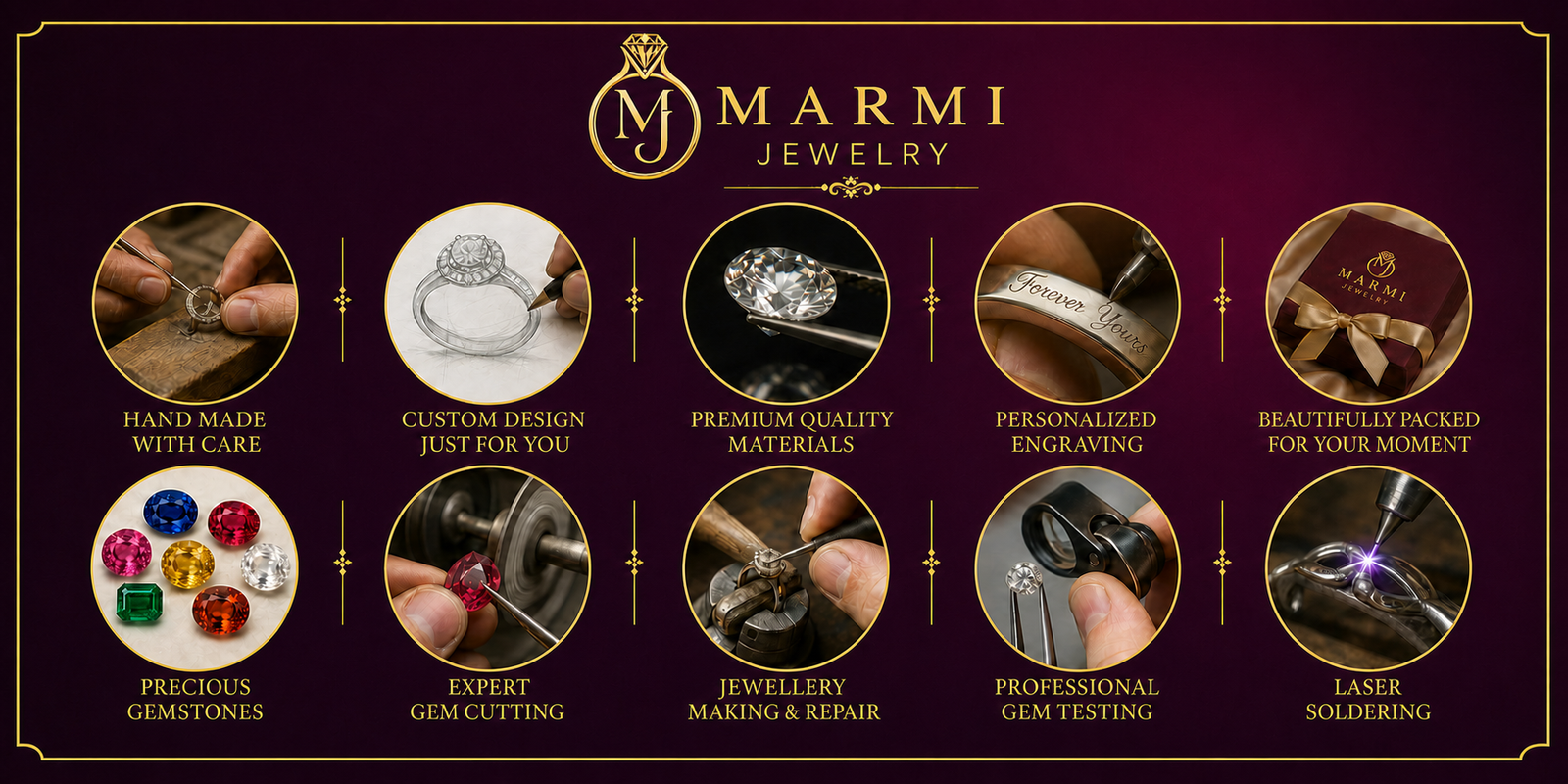 Marmi Jewelry handmade jewellery, custom design, gemstones, gem cutting, repair and testing services